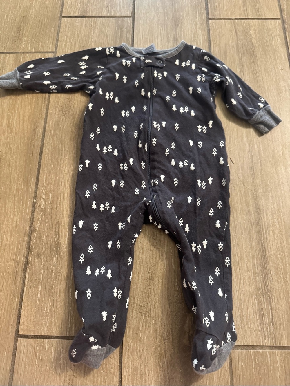 Gerber Navy Blue Footed One-Piece with White Tree Print